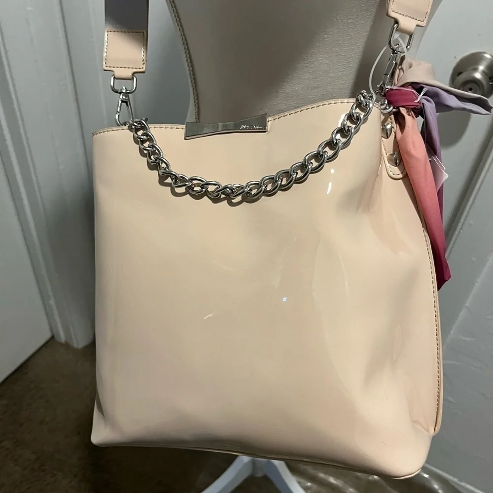 NWT Betsy Johnson Trista Bucket Bag with Scarf and chain
